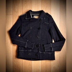 Vintage WOMEN’S RUFFHEWN BUTTON COTTON BLACK SWEATER / JACKET SIZE medium
